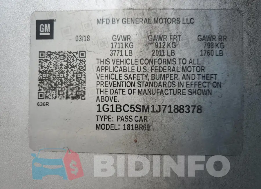 1G1BC5SM1J7188378 Photo# 12