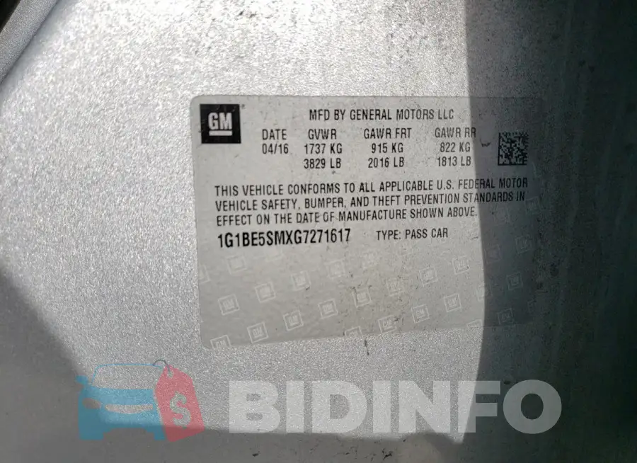 1G1BE5SMXG7271617 Photo# 12