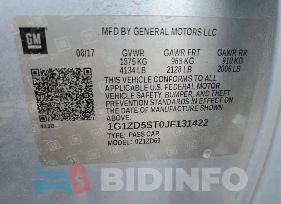 1G1ZD5ST0JF131422 Photo# 12