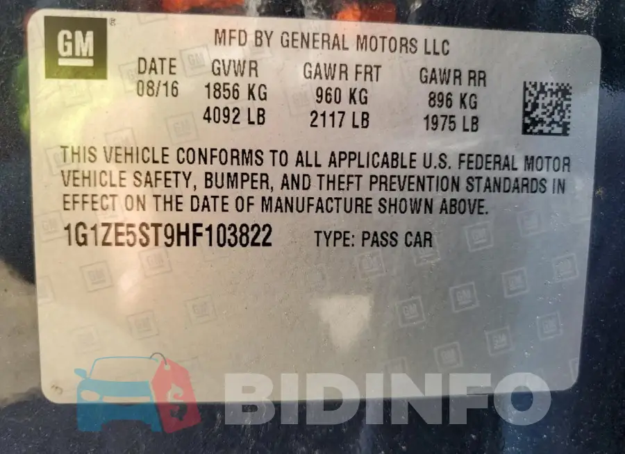 1G1ZE5ST9HF103822 Photo# 12