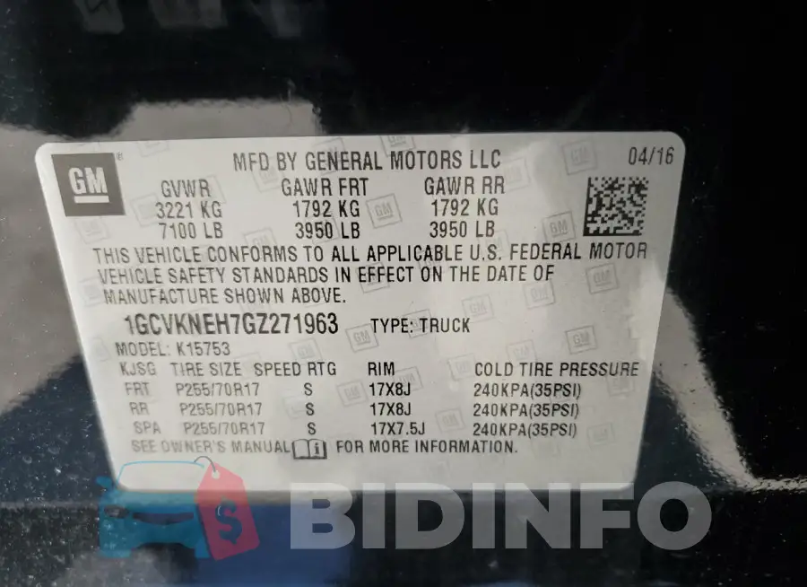 1GCVKNEH7GZ271963 Photo# 12