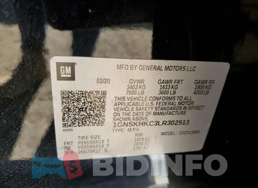 1GNSKHKC3LR302513 Photo# 13