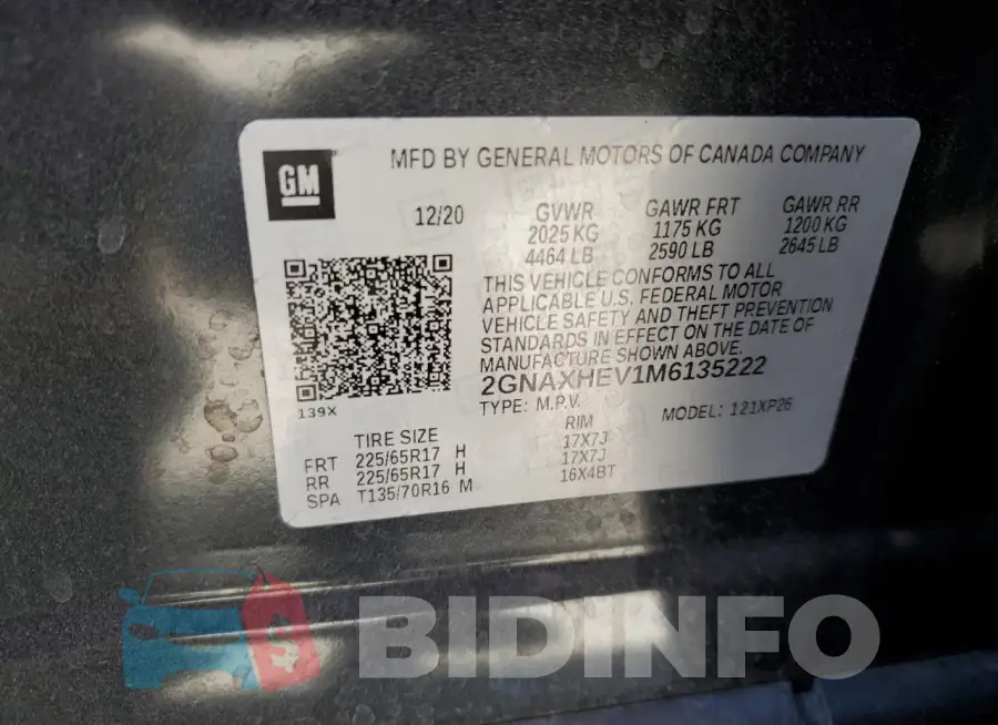 2GNAXHEV1M6135222 Photo# 14