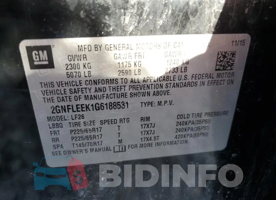 2GNFLEEK1G6188531 Photo# 12