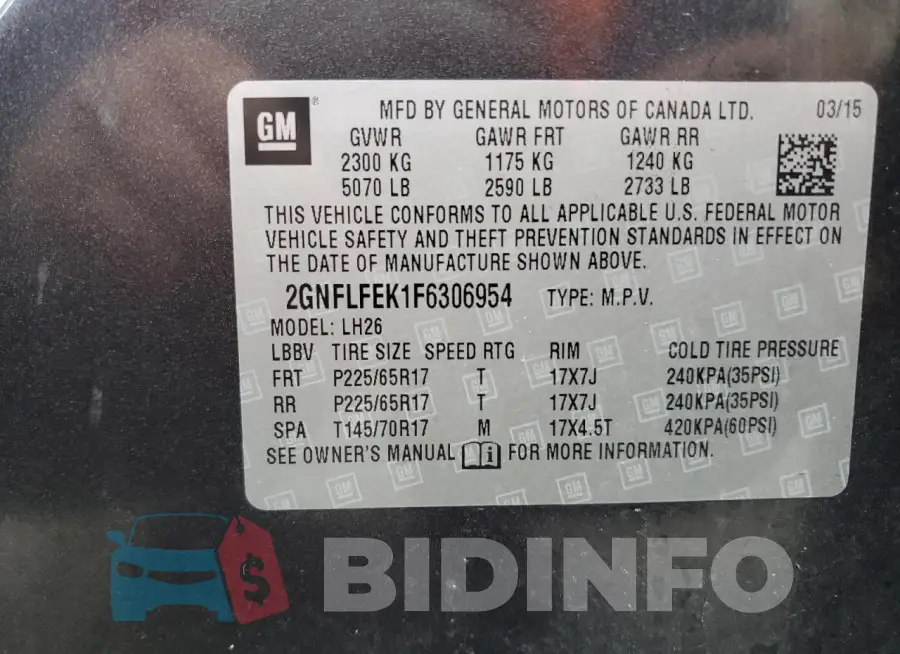 2GNFLFEK1F6306954 Photo# 13