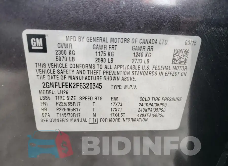 2GNFLFEK2F6320345 Photo# 14