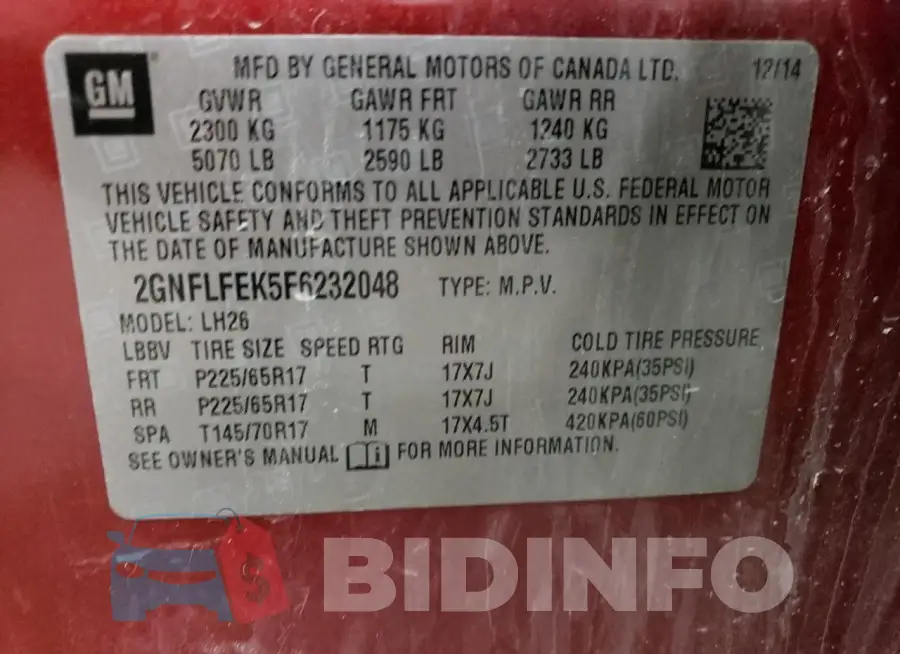 2GNFLFEK5F6232048 Photo# 13