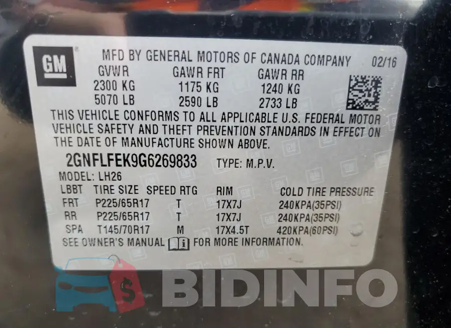 2GNFLFEK9G6269833 Photo# 13