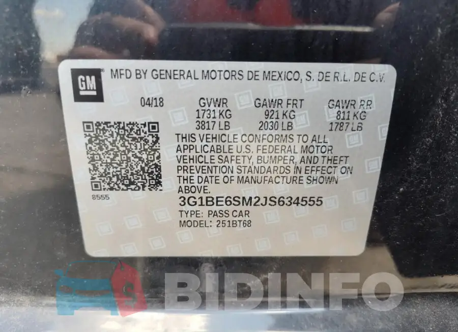 3G1BE6SM2JS634555 Photo# 12