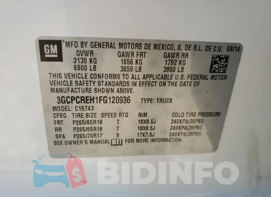3GCPCREH1FG120936 Photo# 12