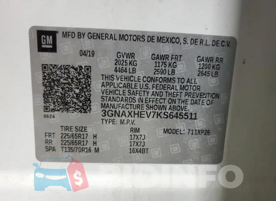 3GNAXHEV7KS645511 Photo# 14