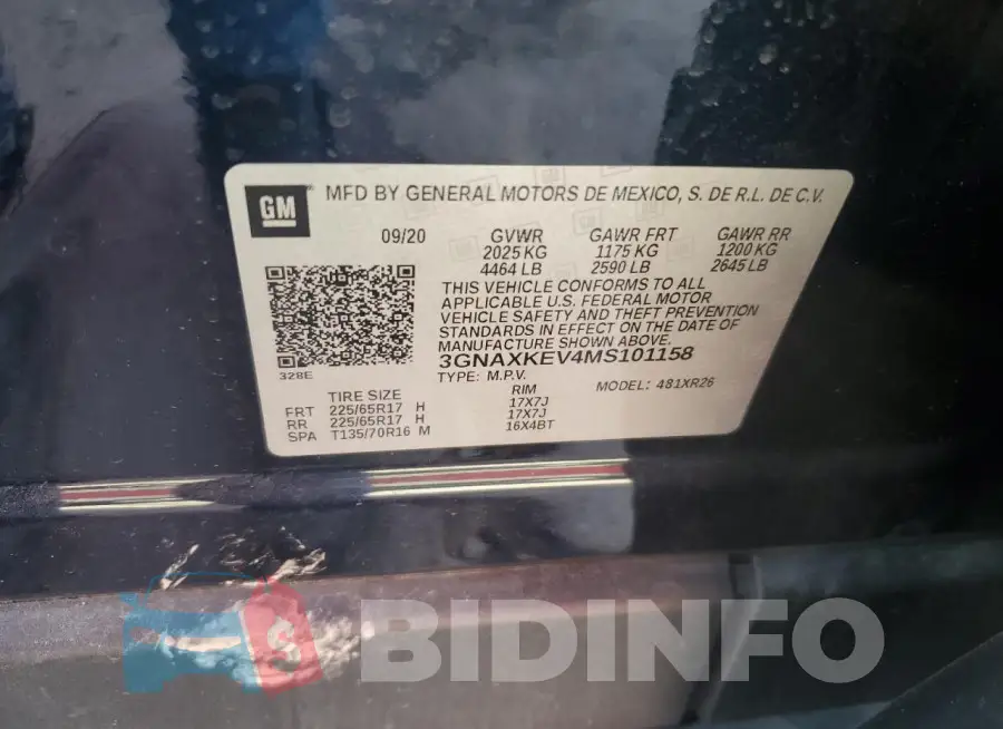 3GNAXKEV4MS101158 Photo# 12