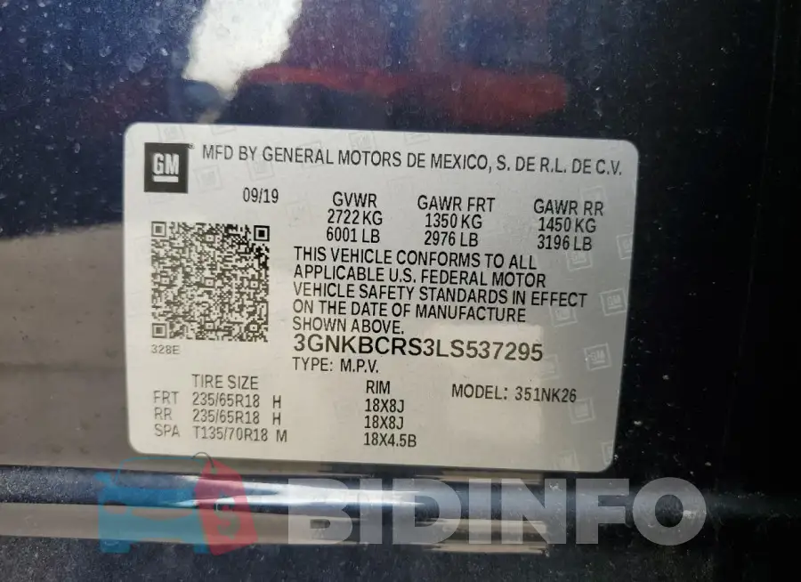 3GNKBCRS3LS537295 Photo# 12