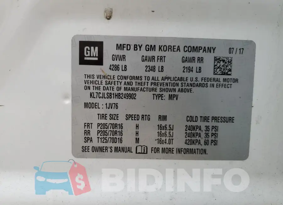 KL7CJLSB1HB249902 Photo# 13