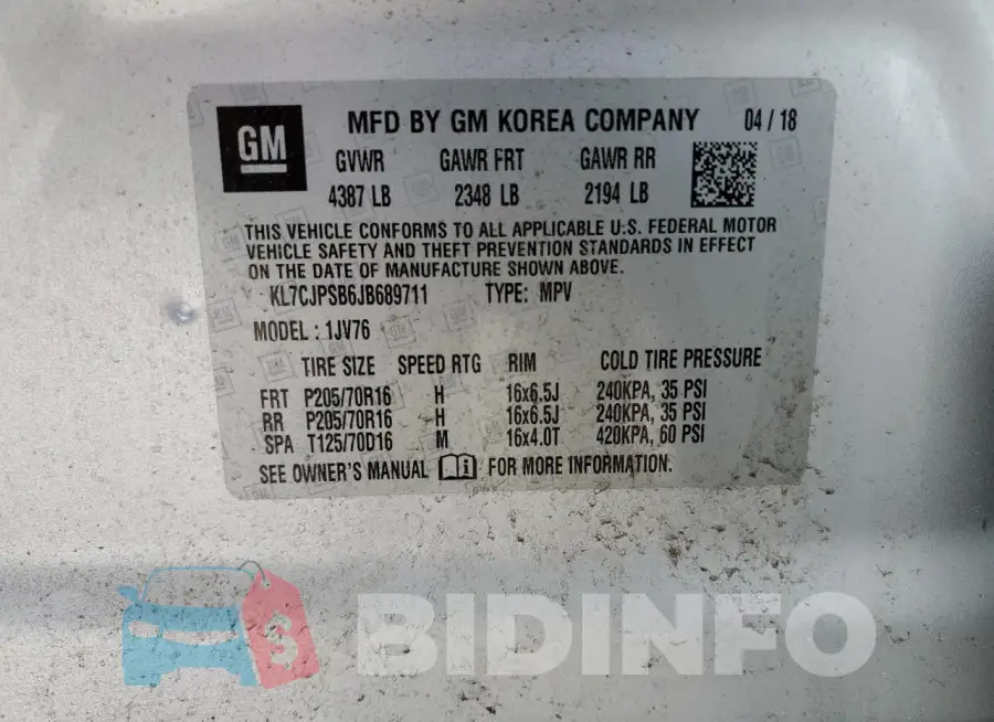 KL7CJPSB6JB689711 Photo# 13