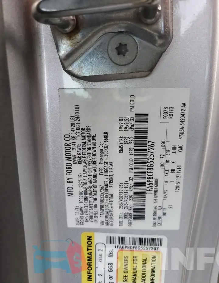 1FA6P8CF8G5257267 Photo# 12