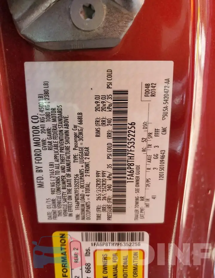 1FA6P8TH7F5352256 Photo# 12
