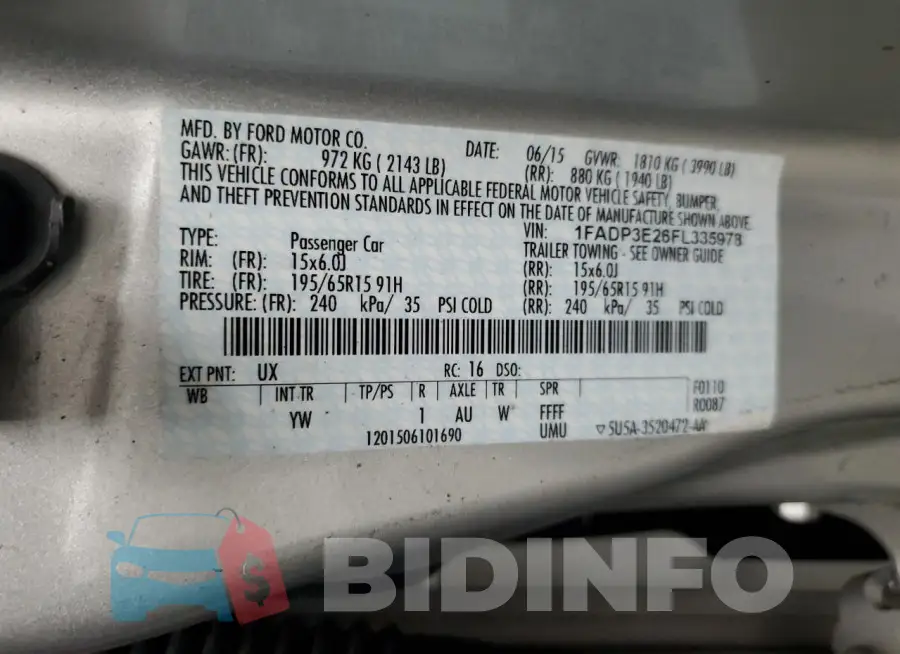 1FADP3E26FL335978 Photo# 12