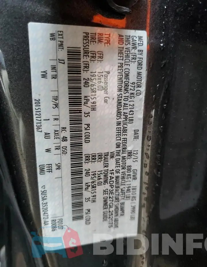 1FADP3E27GL252075 Photo# 12