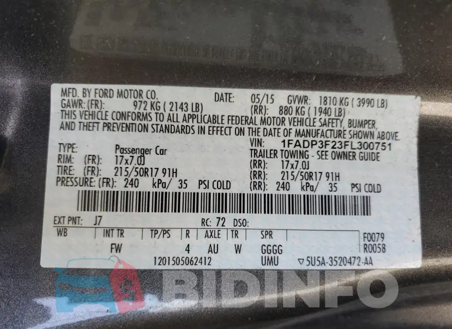 1FADP3F23FL300751 Photo# 13