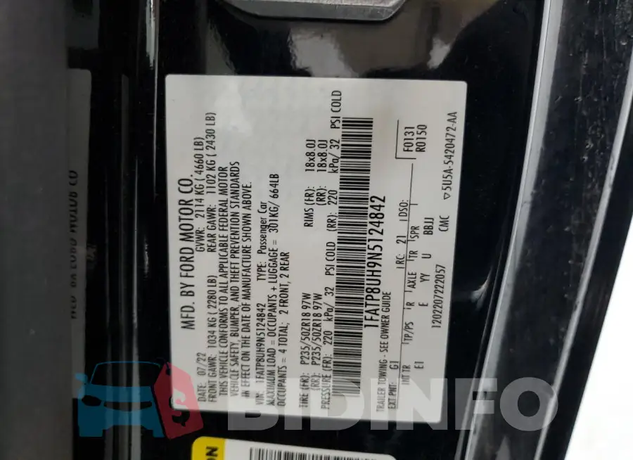 1FATP8UH9N5124842 Photo# 13