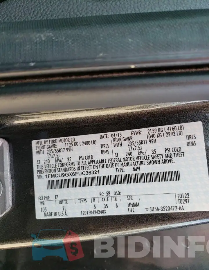1FMCU9GX6FUC36321 Photo# 13