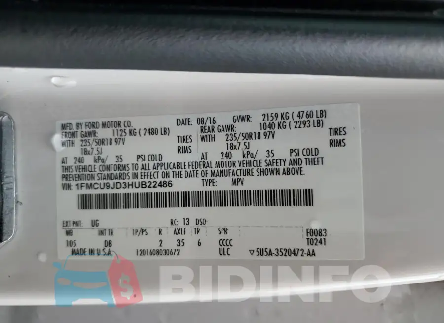 1FMCU9JD3HUB22486 Photo# 12