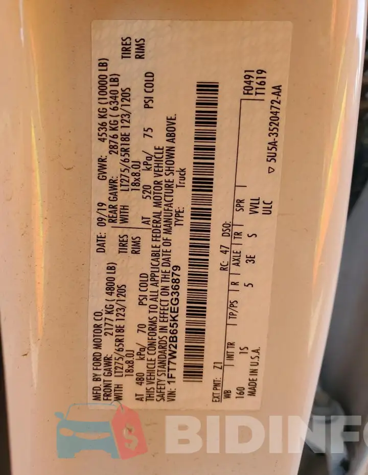 1FT7W2B65KEG36879 Photo# 12