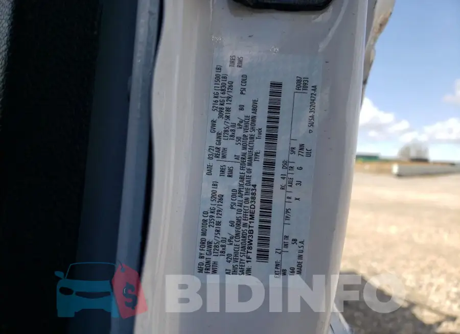 1FT8W3BT1MED38834 Photo# 13