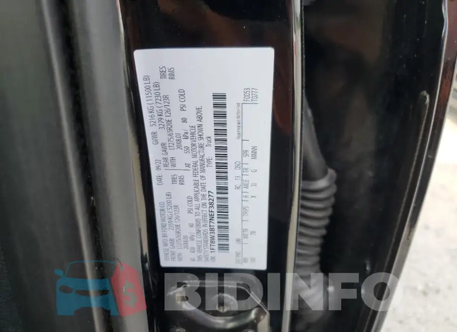 1FT8W3BT7NEF38277 Photo# 12