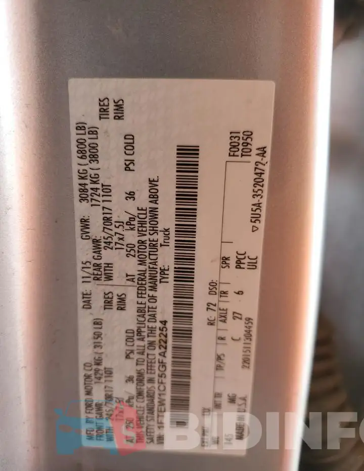 1FTEW1CF5GFA22254 Photo# 12