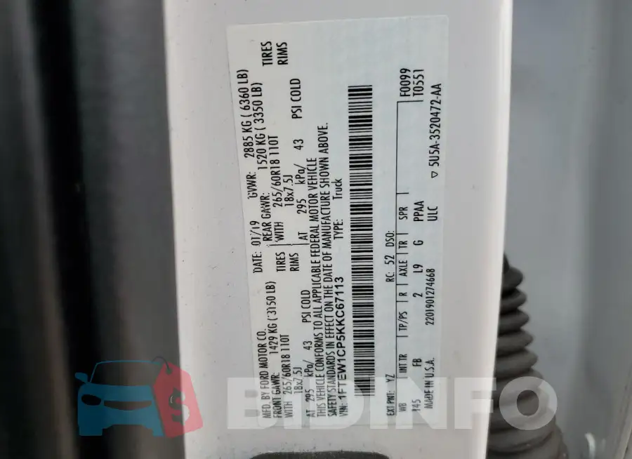 1FTEW1CP5KKC67113 Photo# 12