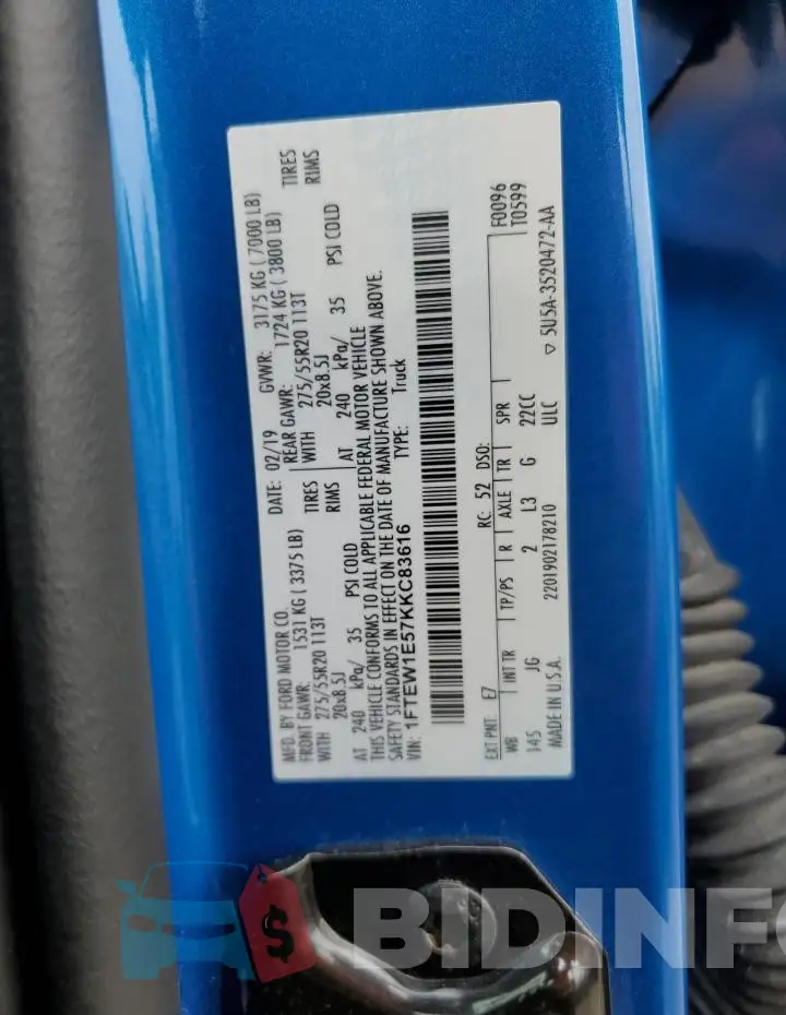 1FTEW1E57KKC83616 Photo# 12