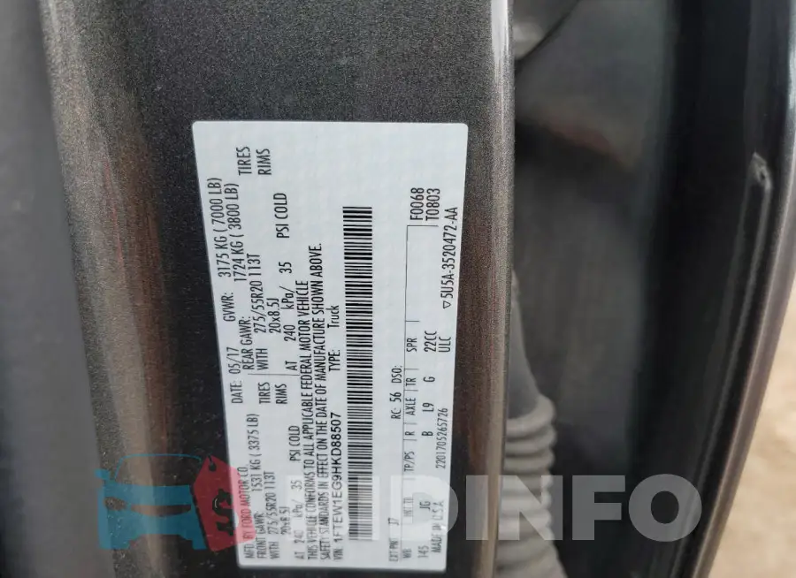1FTEW1EG9HKD88507 Photo# 12