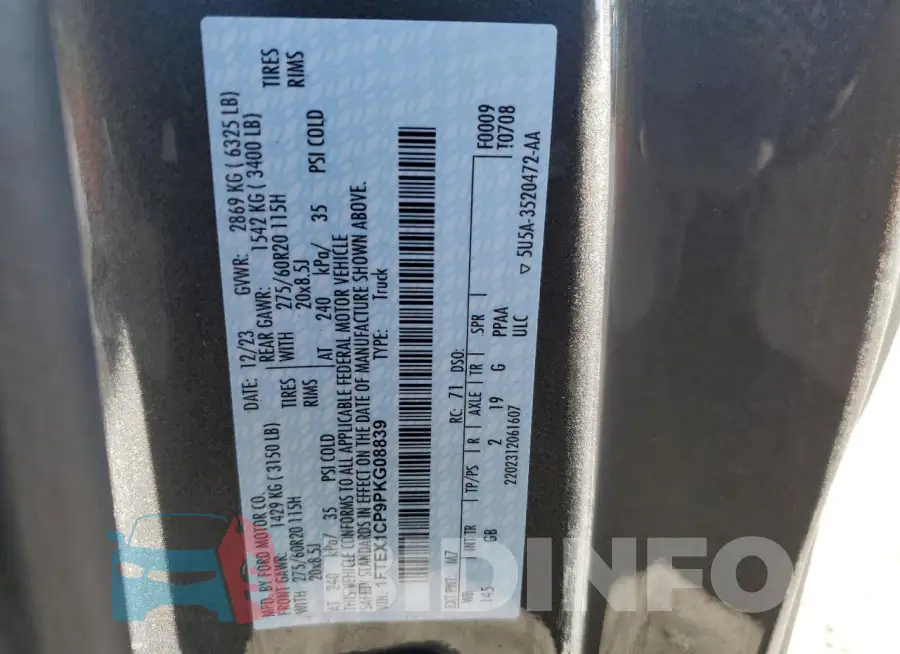 1FTEX1CP9PKG08839 Photo# 12