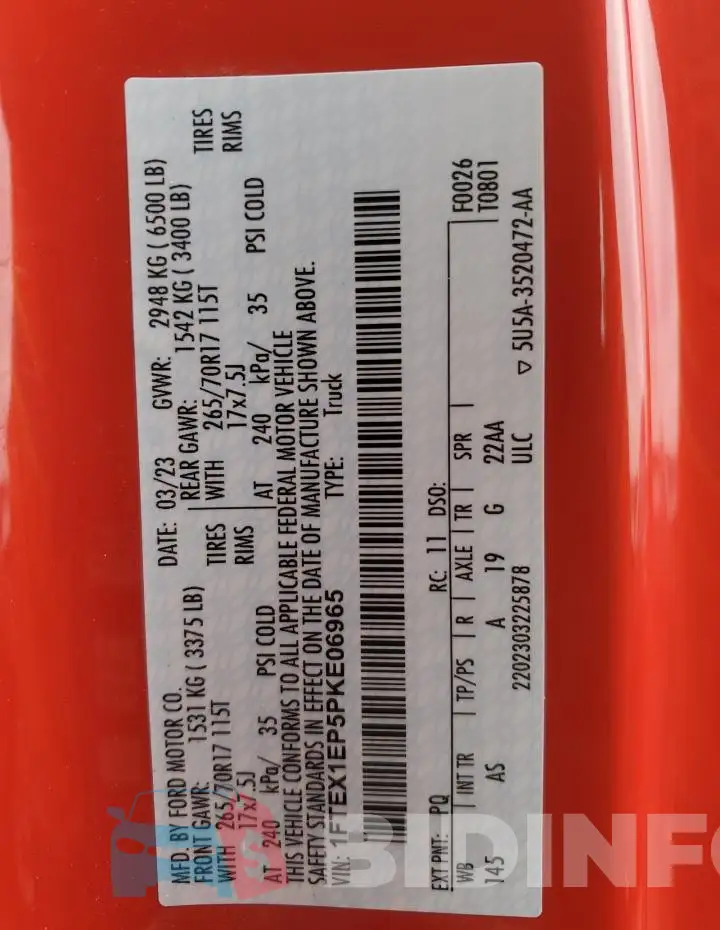1FTEX1EP5PKE06965 Photo# 12
