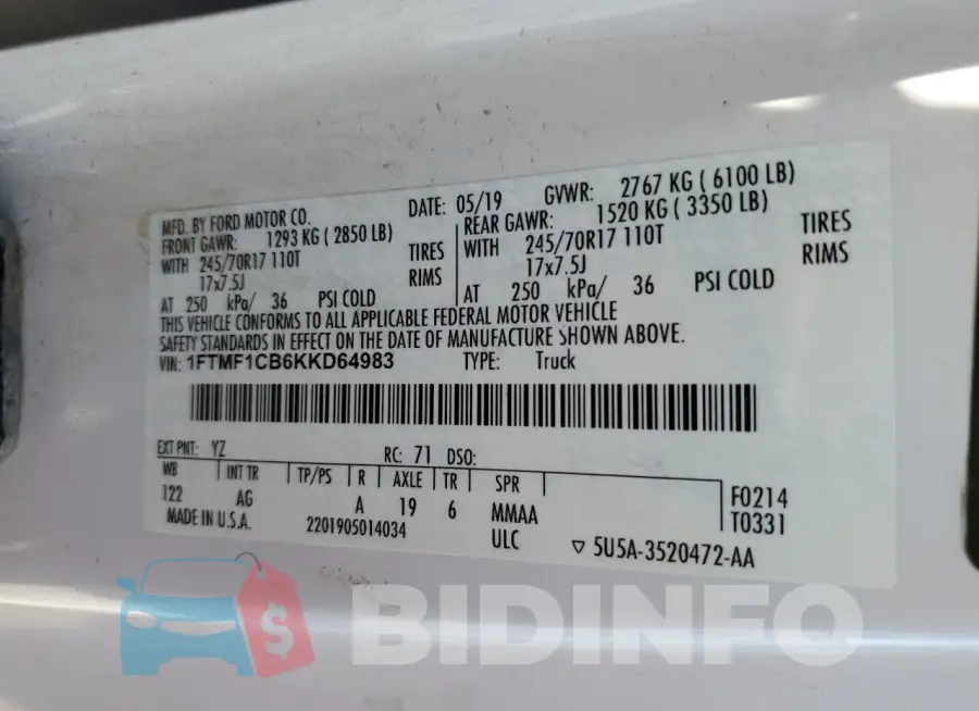 1FTMF1CB6KKD64983 Photo# 12