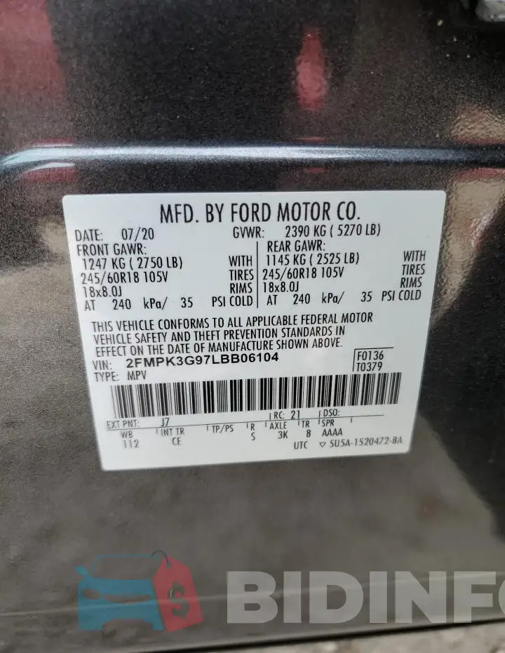 2FMPK3G97LBB06104 Photo# 14
