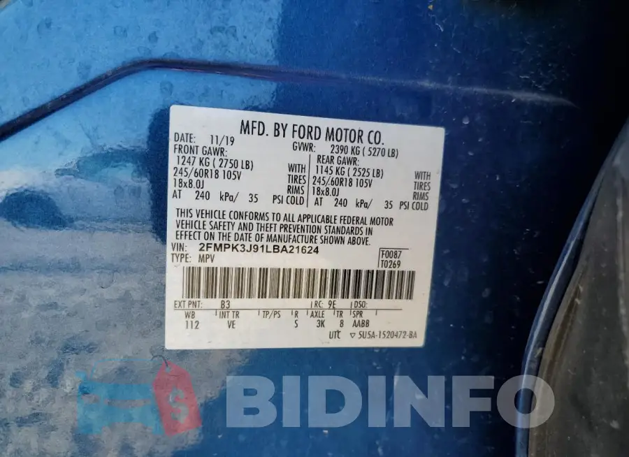2FMPK3J91LBA21624 Photo# 12