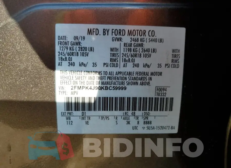 2FMPK4J90KBC59999 Photo# 14