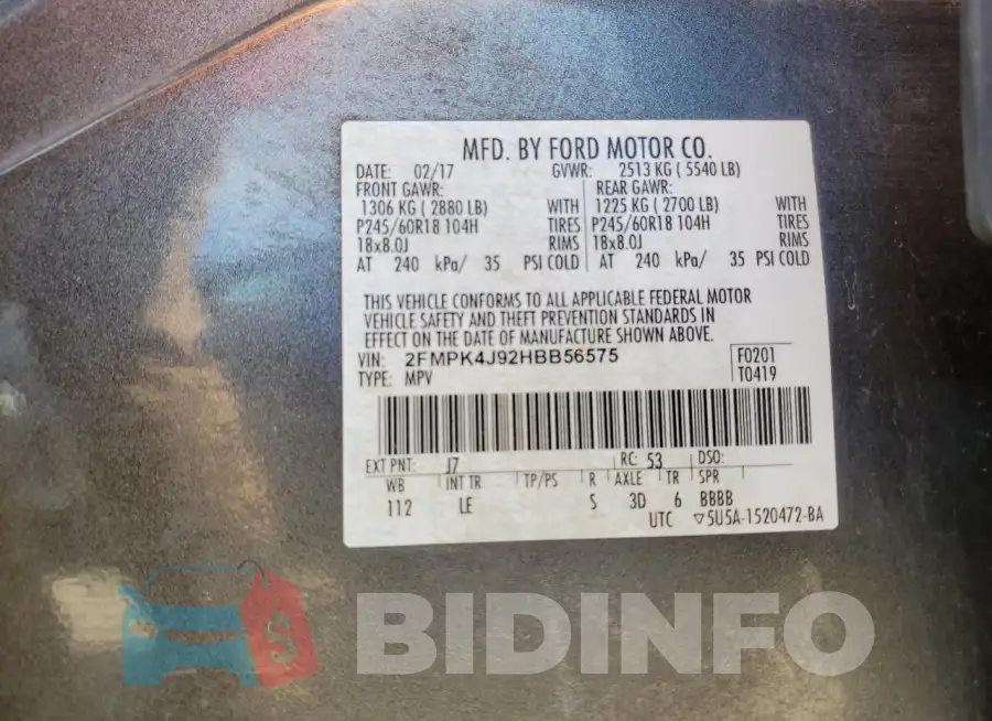 2FMPK4J92HBB56575 Photo# 14
