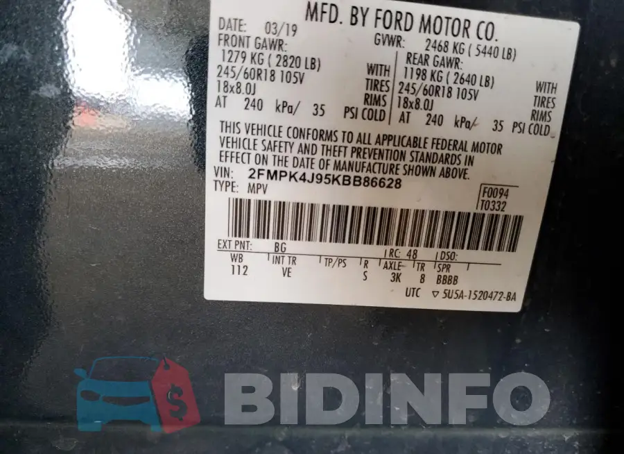 2FMPK4J95KBB86628 Photo# 13