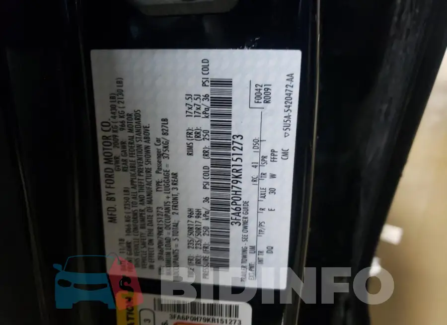 3FA6P0H79KR151273 Photo# 12