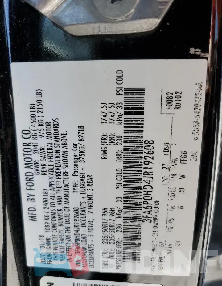 3FA6P0HD4JR192608 Photo# 12