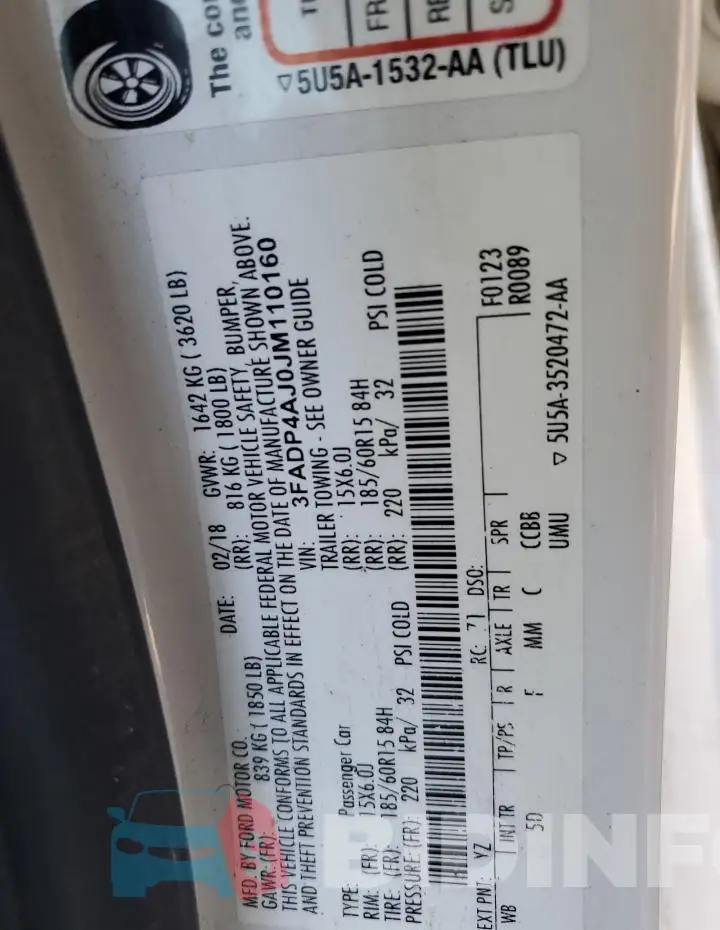 3FADP4AJ0JM110160 Photo# 12
