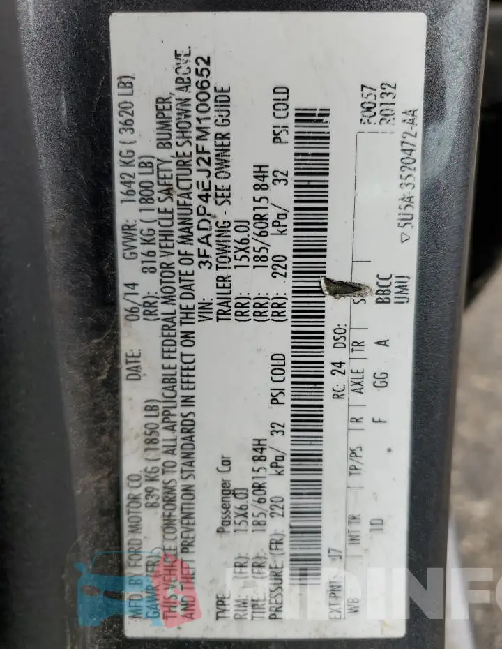 3FADP4EJ2FM100652 Photo# 12