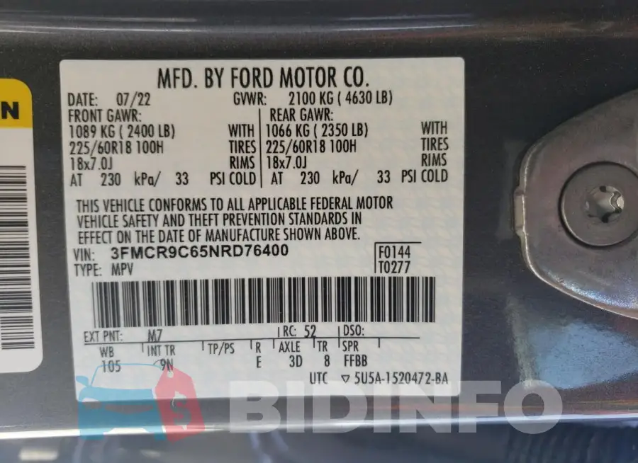 3FMCR9C65NRD76400 Photo# 12