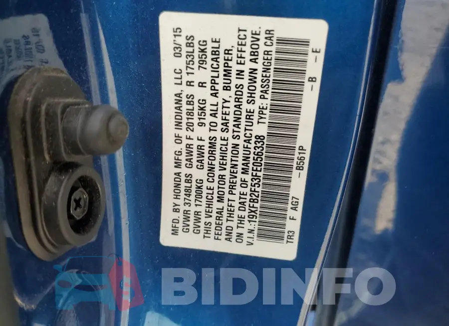 19XFB2F53FE056338 Photo# 12