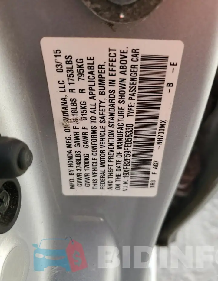19XFB2F59FE056330 Photo# 12
