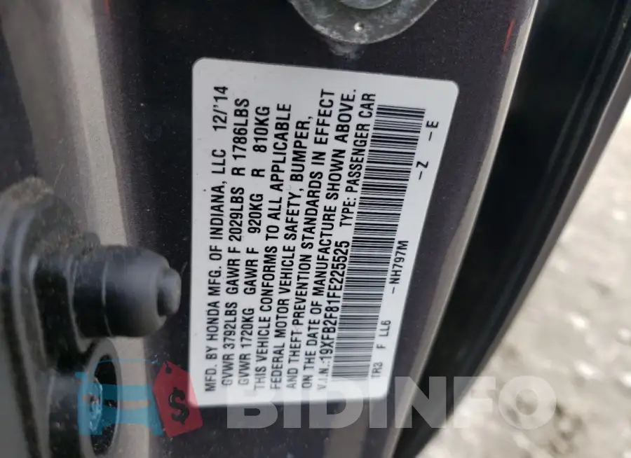 19XFB2F81FE225525 Photo# 13
